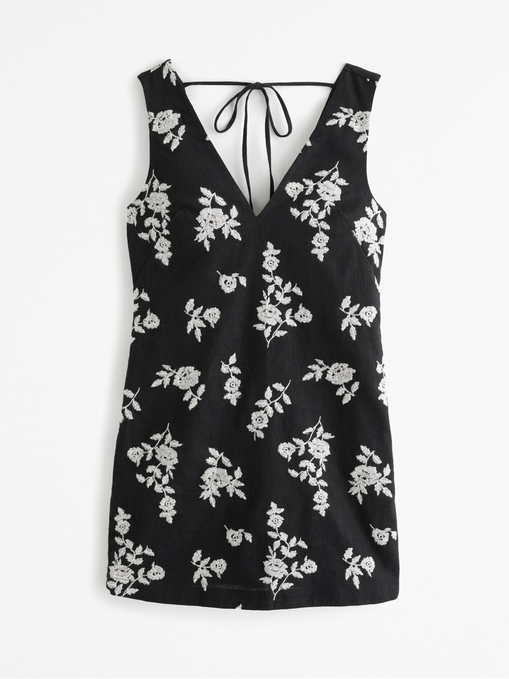 Abercrombie & Fitch Black Mini Dress with White Floral Embroidery
